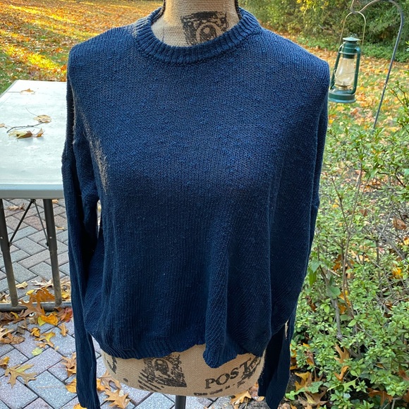 Navy cropped sweater Made in Italy - Picture 2 of 5